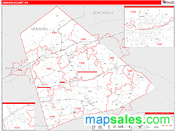 Lebanon County, PA Zip Code Wall Map