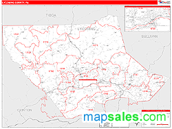 Lycoming County, PA Zip Code Wall Map