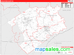 Darlington County, SC Zip Code Wall Map