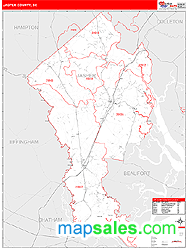 Jasper County, SC Zip Code Wall Map