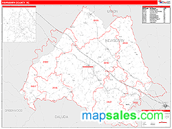 Newberry County, SC Zip Code Wall Map