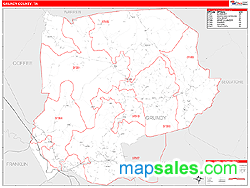 Grundy County, TN Zip Code Wall Map