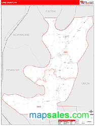 Lake County, TN Zip Code Wall Map