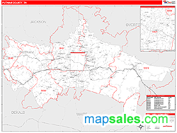 Putnam County, TN Zip Code Wall Map