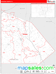 Atascosa County, TX Zip Code Wall Map