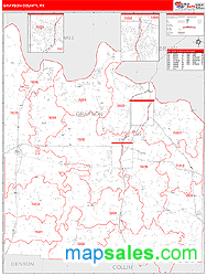 Grayson County, TX Zip Code Wall Map