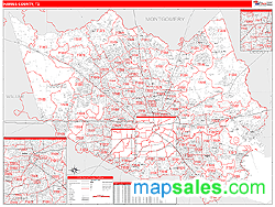 Harris County, TX Zip Code Wall Map