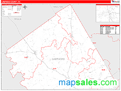 Lampasas County, TX Zip Code Wall Map