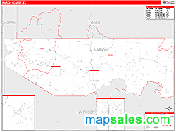 Marion County, TX Zip Code Wall Map