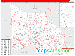 Montgomery County, TX Zip Code Wall Map