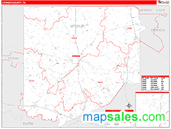 Upshur County, TX Zip Code Wall Map