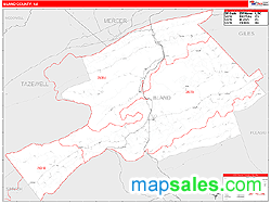 Bland County, VA Zip Code Wall Map