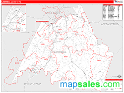 Campbell County, VA Wall Map