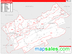 Tazewell County, VA Zip Code Wall Map