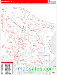 Norfolk County, VA Zip Code Wall Map