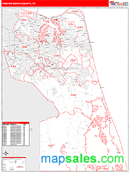 Virginia Beach County, VA Zip Code Wall Map