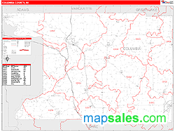 Columbia County, WI Zip Code Wall Map