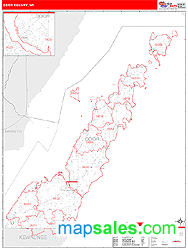 Door County, WI Zip Code Wall Map