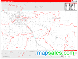 Eau Claire County, WI Zip Code Wall Map