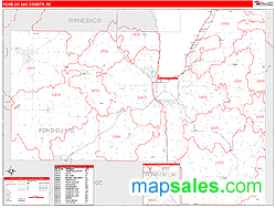 Fond du Lac County, WI Zip Code Wall Map