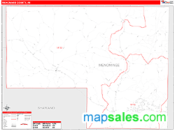 Menominee County, WI Zip Code Wall Map