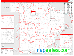 Sauk County, WI Zip Code Wall Map