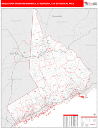 Bridgeport-Stamford-Norwalk Metro Area Wall Map