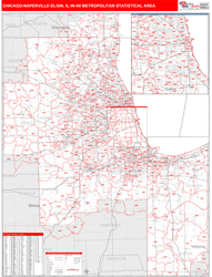 Chicago-Naperville-Elgin Metro Area Wall Map