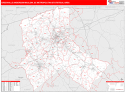 Greenville-Anderson-Mauldin Metro Area Wall Map