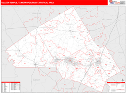 Killeen-Temple Metro Area Wall Map