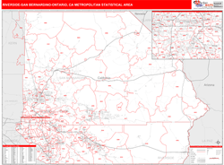 Riverside-San Bernardino-Ontario Metro Area Wall Map