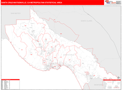 Santa Cruz-Watsonville Metro Area Wall Map