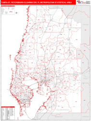 Tampa-St Petersburg-Clearwater Metro Area Wall Map