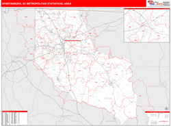 Spartanburg Metro Area Wall Map