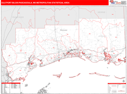 Gulfport-Biloxi-Pascagoula Metro Area Wall Map