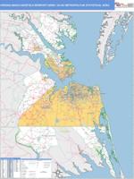 Virginia Beach-Norfolk-Newport News Metro Area Wall Map