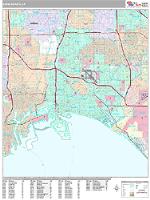 Long Beach Wall Map Zip Code