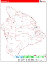 Hawaii County, HI Wall Map Zip Code