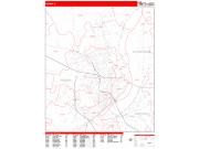 Peoria <br /> Wall Map <br /> Zip Code <br /> Red Line Style 2025 Map