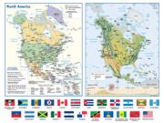 North America Flags <br /> Wall Map Map