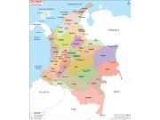 Colombia <br /> Political <br /> Wall Map Map