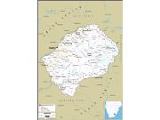 Lesotho Road <br /> Wall Map Map