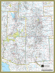 US Four Corners Wall Map