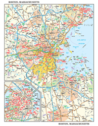 Boston, MA Wall Map