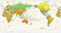 Pacific Centered World Wall Map