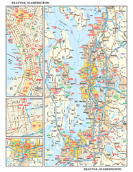 Seattle, WA Wall Map