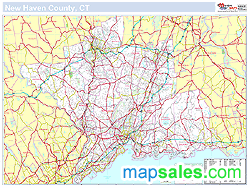 New Haven, CT County Wall Map